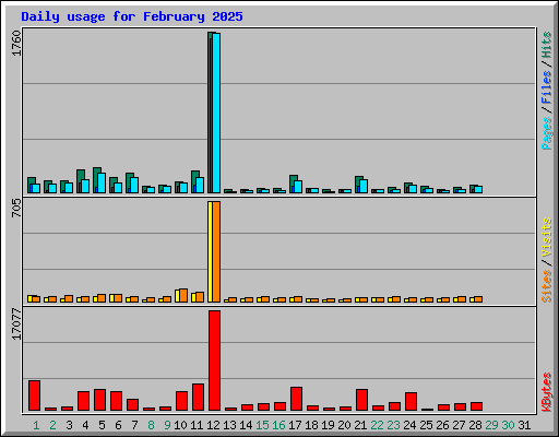 Daily usage for February 2025